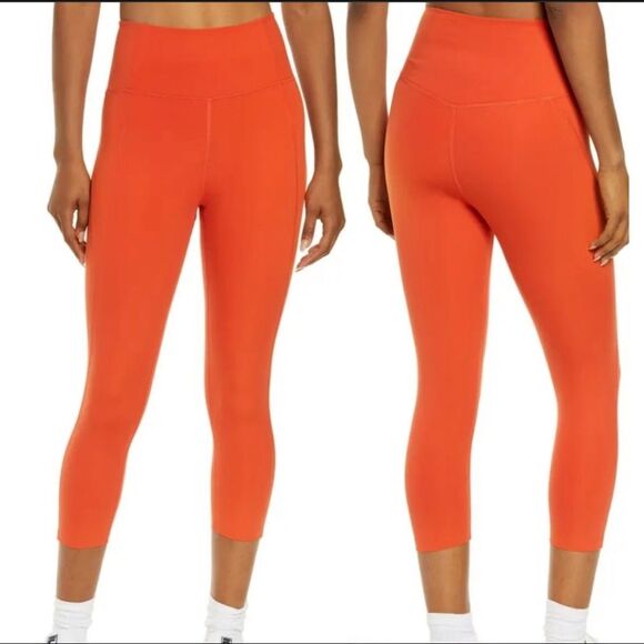 Girlfriend Collective tart orange crop leggings - Picture 4 of 8